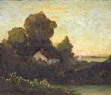 Edward Mitchell Bannister Famous Paintings - house in woods near lake
